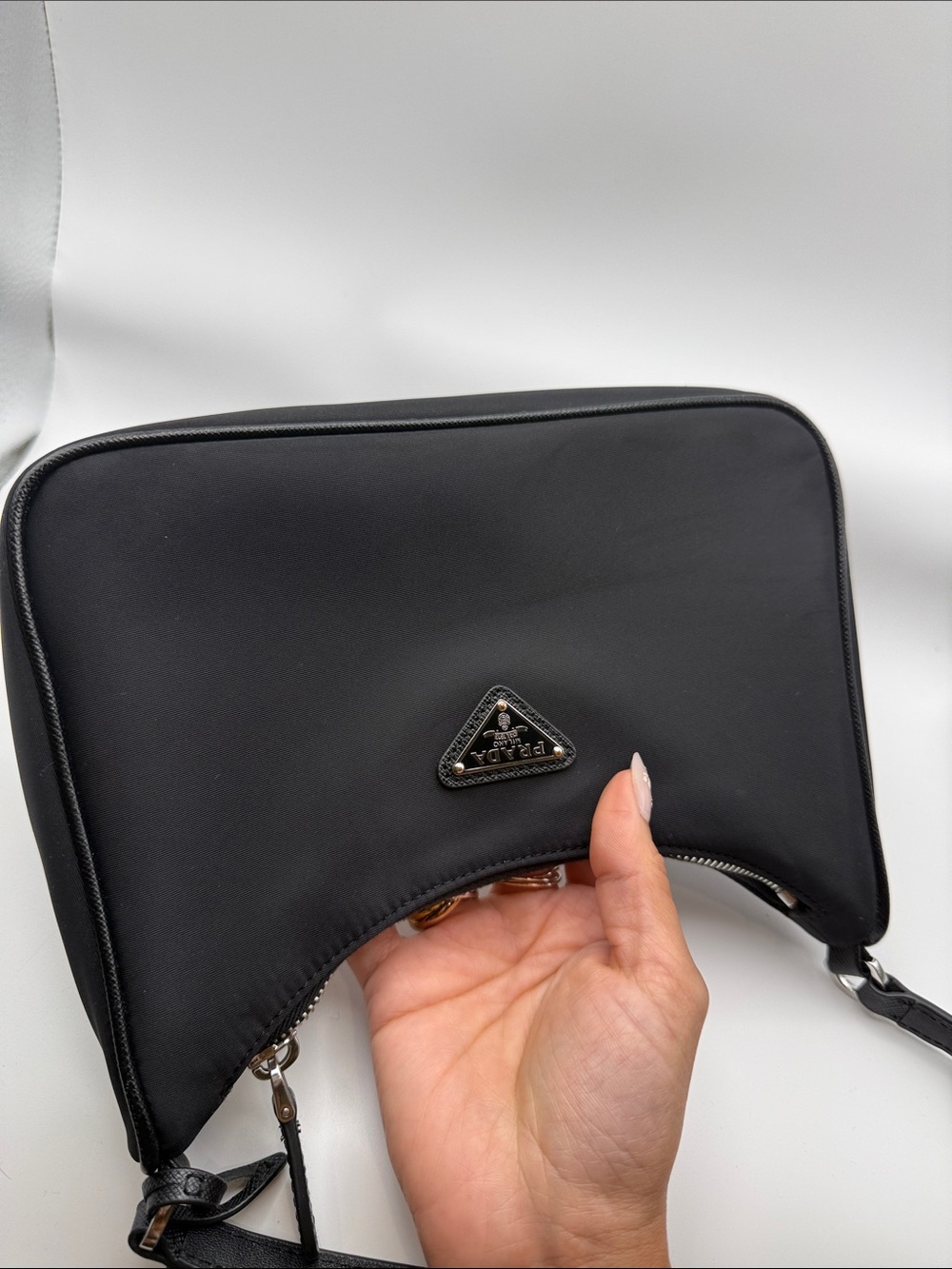 Authentic Prada Black Re-Edition 2005 Nylon Bag with Triangle Logo & Box - Picture 10 of 12
